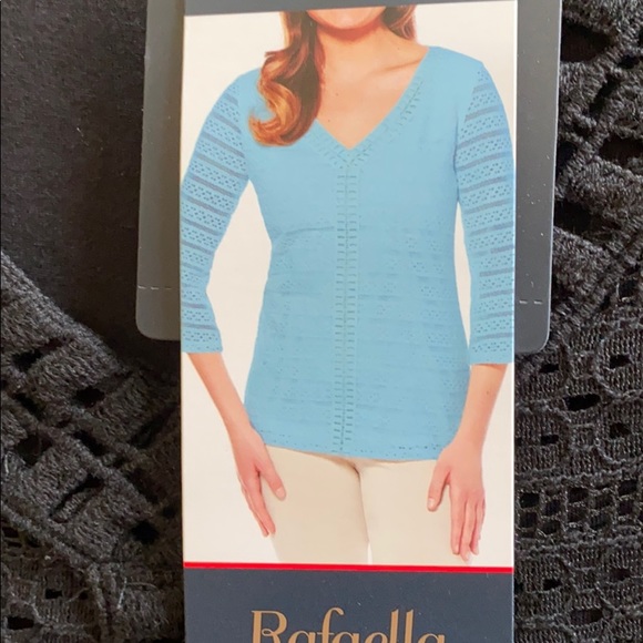 NWT rafaella crochet blouse black v-neck size M - Picture 4 of 6